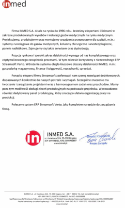 INMED - Referencje dla Stremsoft