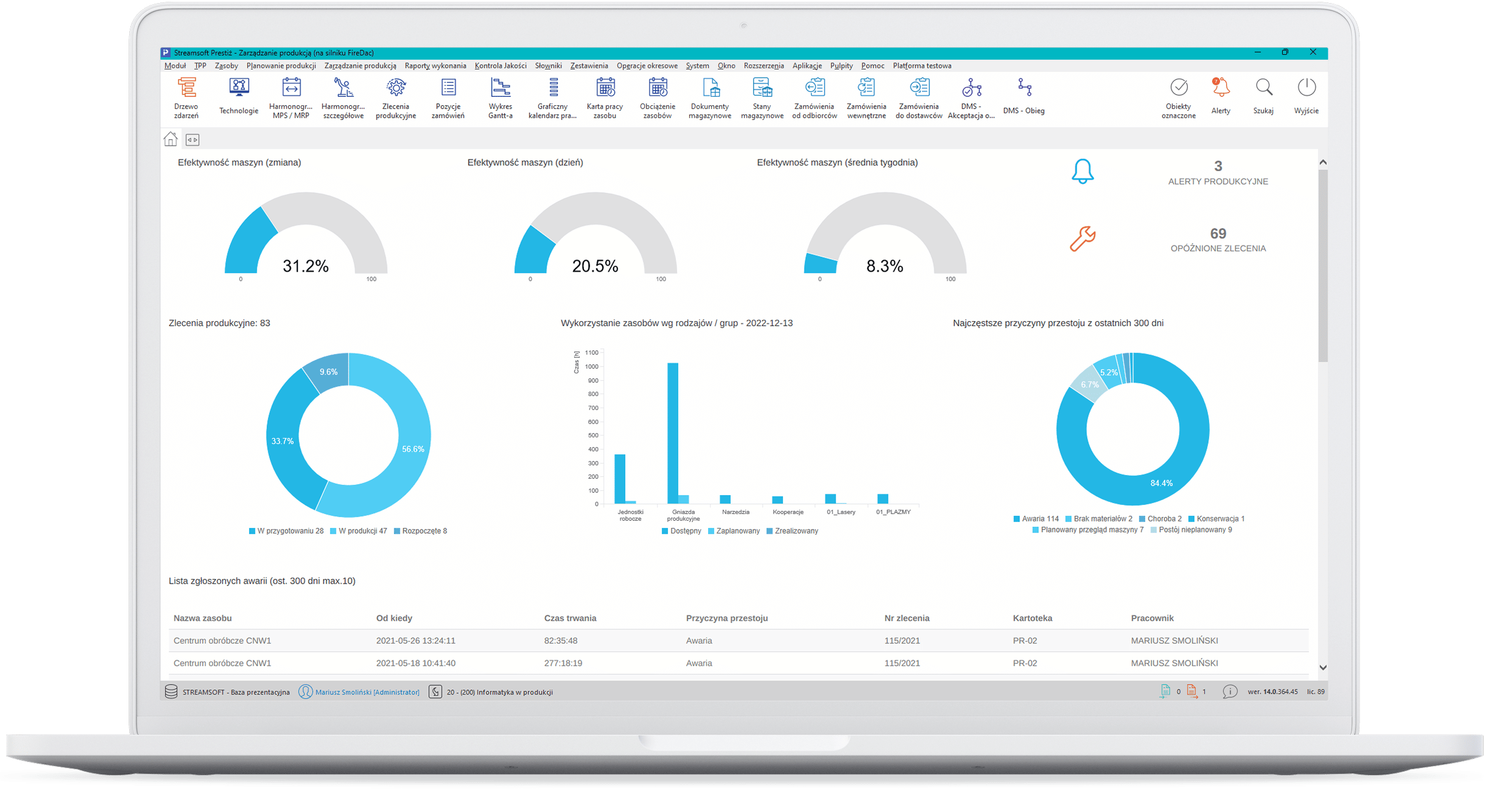 Streamsoft Prestiż - ekran główny