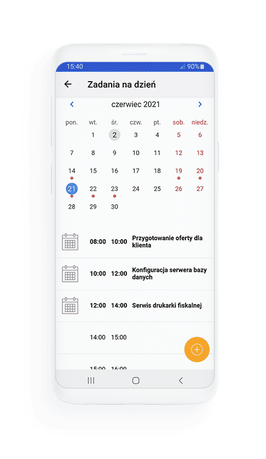 Kalendarz w aplikacji mobilnej